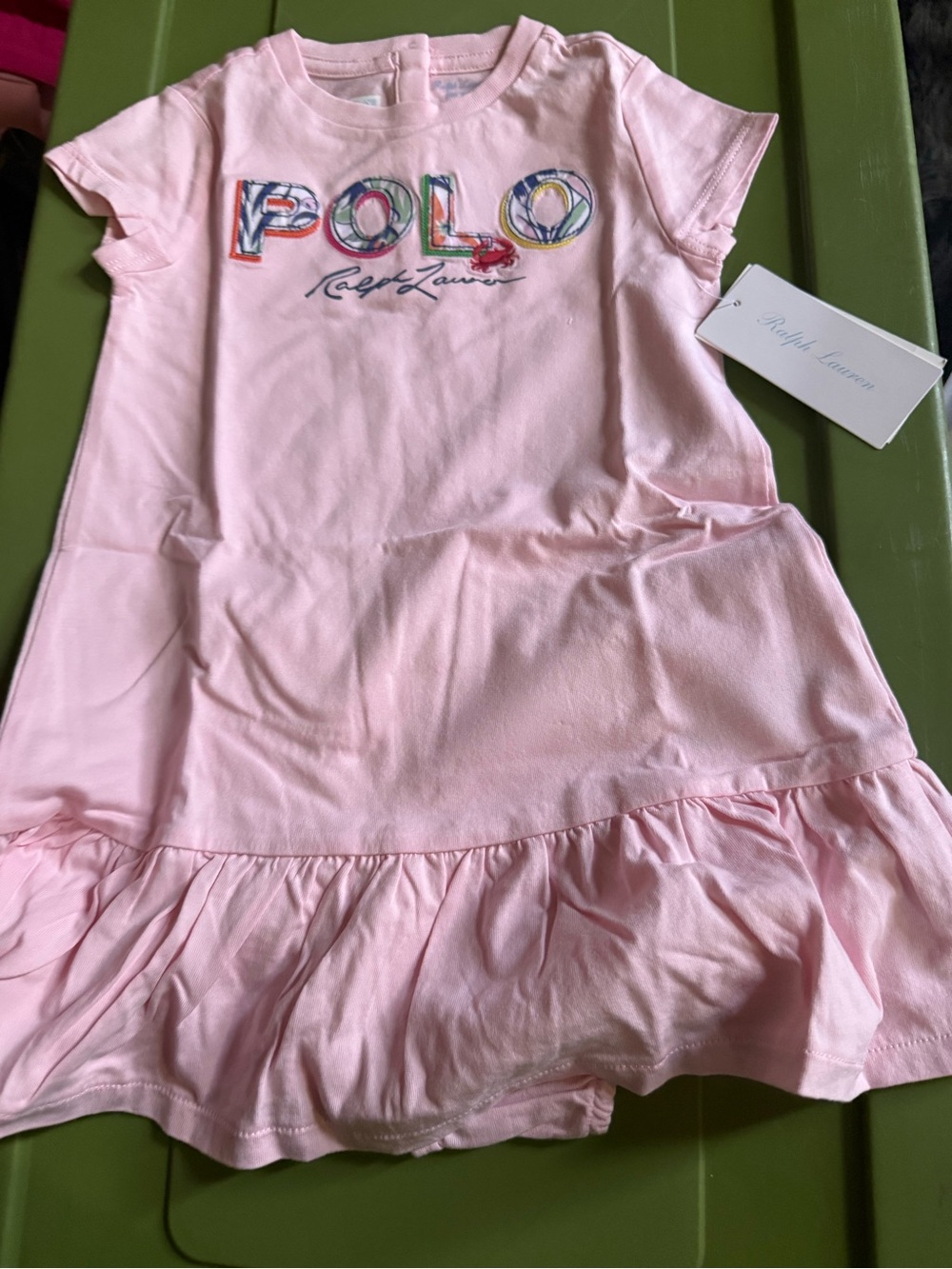 Ralph Lauren Light Pink POLO Floral Logo Ruffle-Hem - 2 piece set